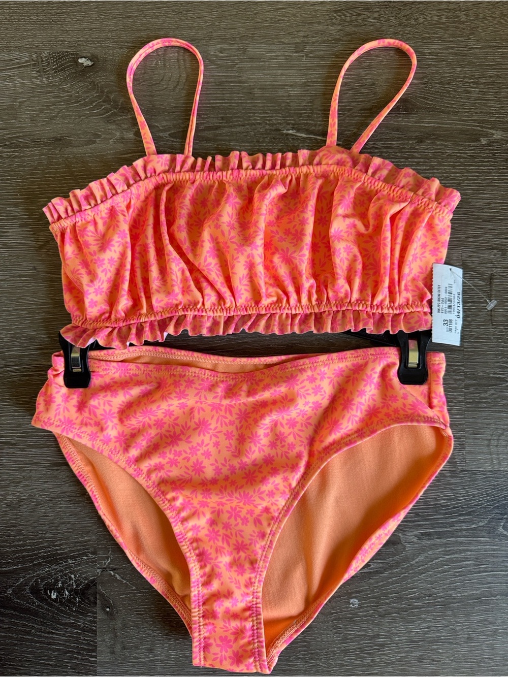 wonder nation Pink and Orange Floral Two-Piece Swim Set